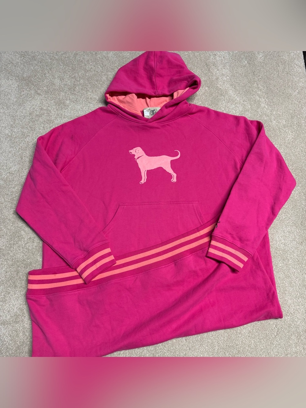 NEW The Black Dog Ladies Camp Long Hoodie Dress Women Large / XL Sweatshirt Pink